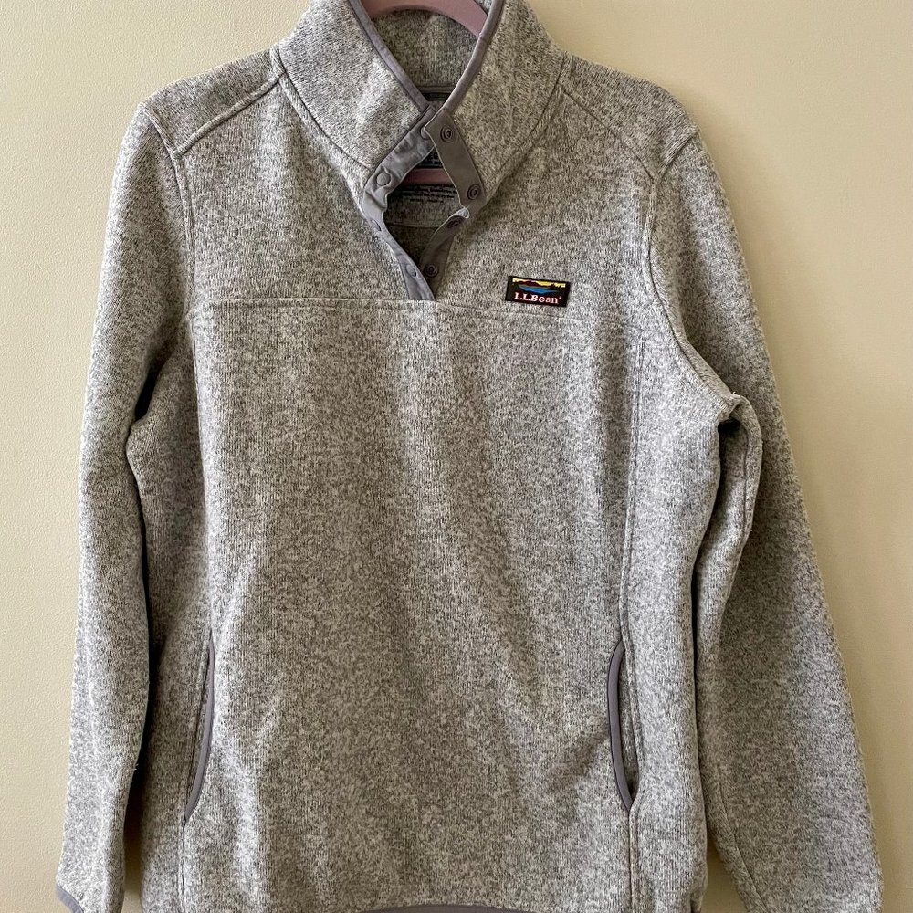 L.L. Bean Heather Gray Sweater Fleece Pullover - Size L